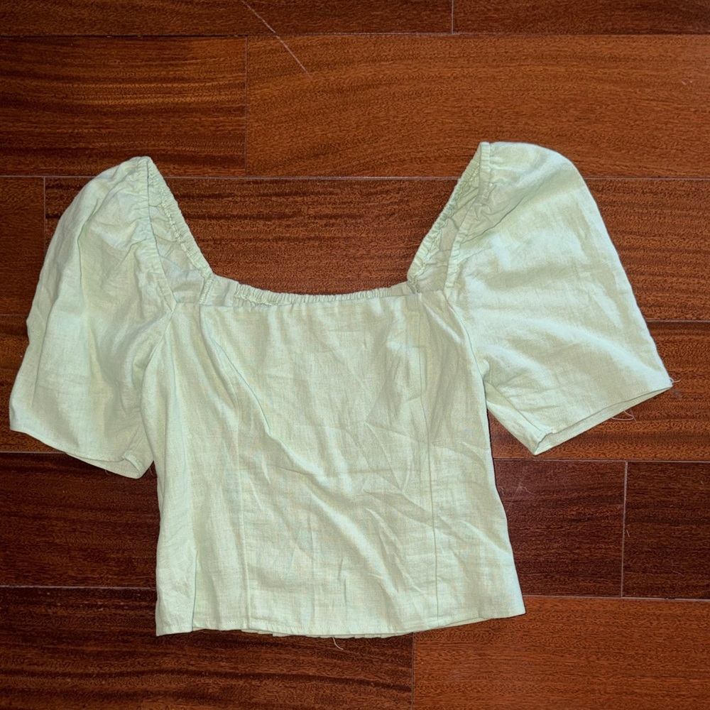 Abercrombie & Fitch Mint Green Puff Sleeve Blouse